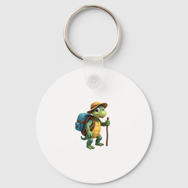 Funny Turtle Hiking Graphic Camping Lover Adventur Key Ring (Front)