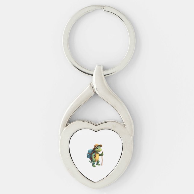 Funny Turtle Hiking Graphic Camping Lover Adventur Key Ring (Front)
