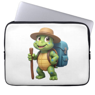 Funny Turtle Hiking Graphic Camping Lover Adventur Laptop Sleeve