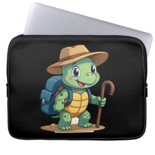 Funny Turtle Hiking Graphic Camping Lover Adventur Laptop Sleeve
