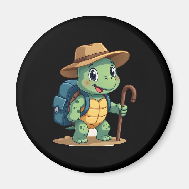 Funny Turtle Hiking Graphic Camping Lover Adventur Magnet (Front)
