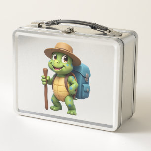 Funny Turtle Hiking Graphic Camping Lover Adventur Metal Lunch Box