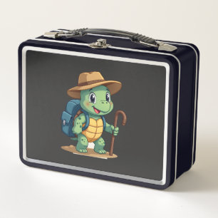 Funny Turtle Hiking Graphic Camping Lover Adventur Metal Lunch Box