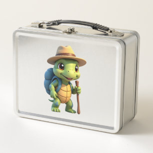 Funny Turtle Hiking Graphic Camping Lover Adventur Metal Lunch Box