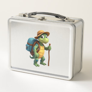 Funny Turtle Hiking Graphic Camping Lover Adventur Metal Lunch Box