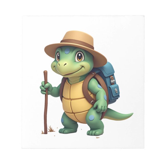 Funny Turtle Hiking Graphic Camping Lover Adventur Notepad (Front)