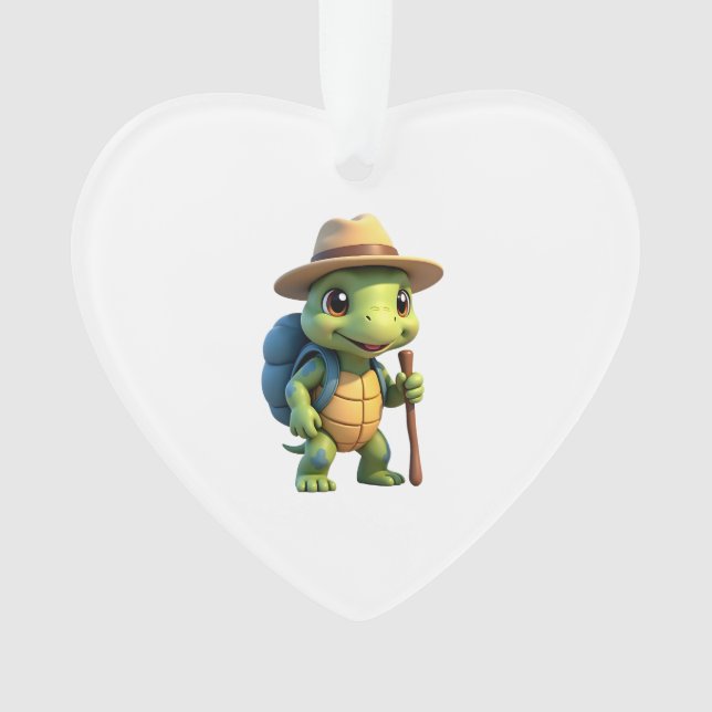 Funny Turtle Hiking Graphic Camping Lover Adventur Ornament (Front)