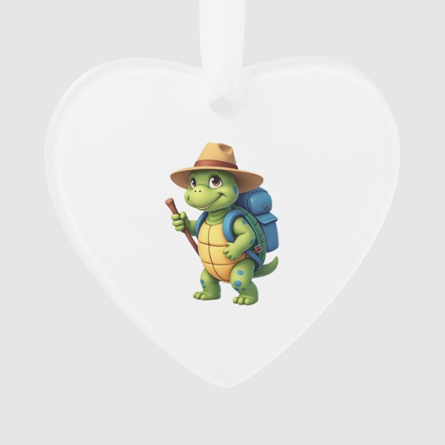 Funny Turtle Hiking Graphic Camping Lover Adventur Ornament (Front)