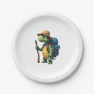 Funny Turtle Hiking Graphic Camping Lover Adventur Paper Plate