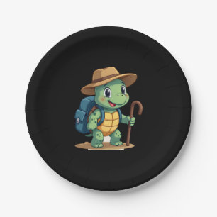 Funny Turtle Hiking Graphic Camping Lover Adventur Paper Plate