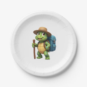 Funny Turtle Hiking Graphic Camping Lover Adventur Paper Plate