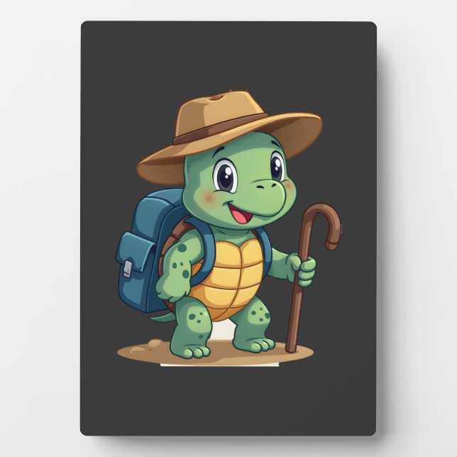 Funny Turtle Hiking Graphic Camping Lover Adventur Plaque (Front)