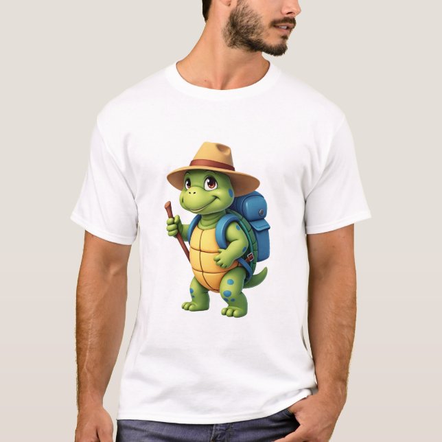 Funny Turtle Hiking Graphic Camping Lover Adventur T-Shirt (Front)