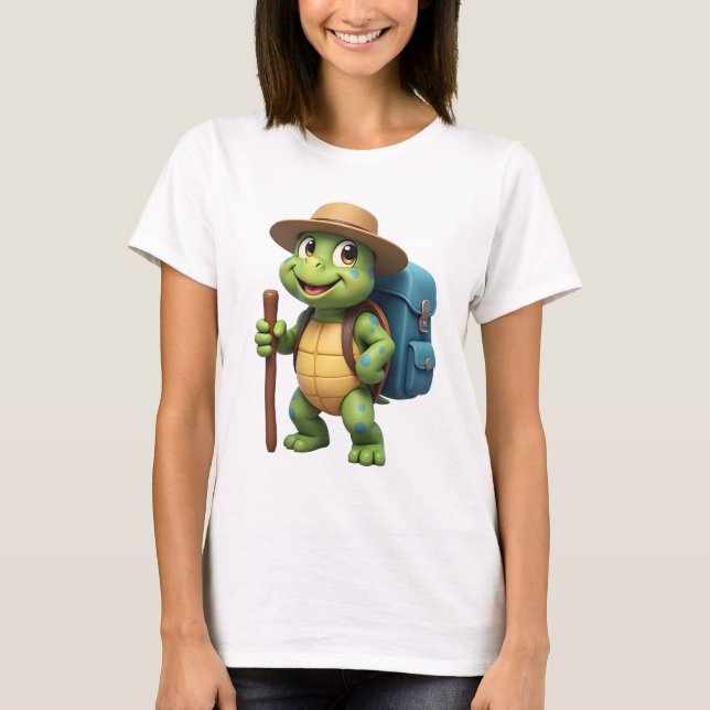 Funny Turtle Hiking Graphic Camping Lover Adventur T-Shirt (Front)
