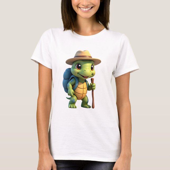 Funny Turtle Hiking Graphic Camping Lover Adventur T-Shirt (Front)