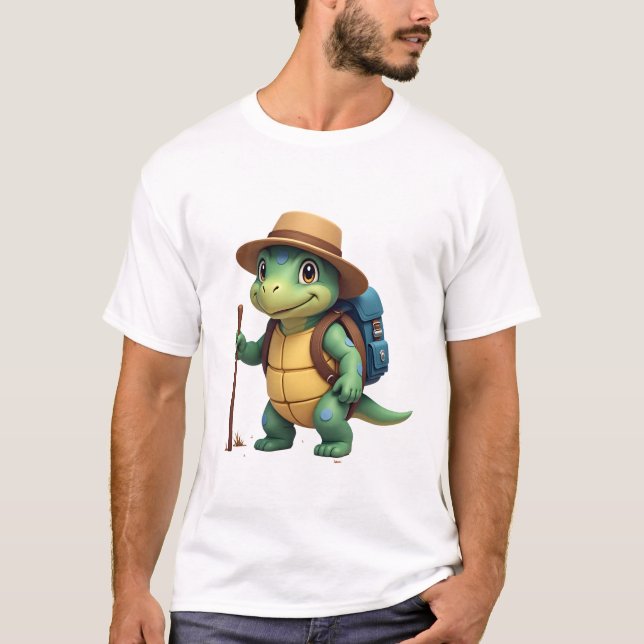 Funny Turtle Hiking Graphic Camping Lover Adventur T-Shirt (Front)