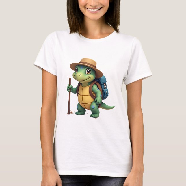 Funny Turtle Hiking Graphic Camping Lover Adventur T-Shirt (Front)