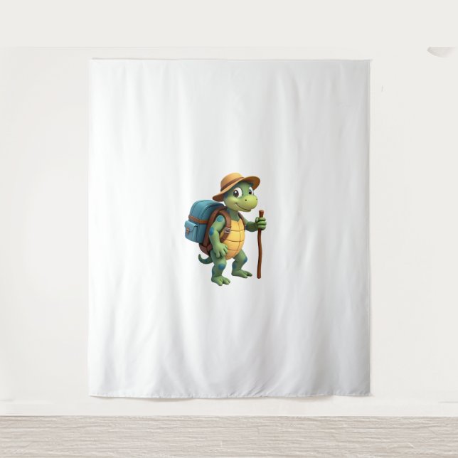 Funny Turtle Hiking Graphic Camping Lover Adventur Tapestry (Front)