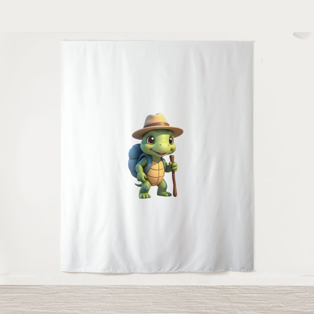 Funny Turtle Hiking Graphic Camping Lover Adventur Tapestry (Front)