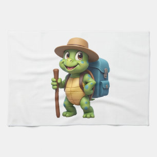 Funny Turtle Hiking Graphic Camping Lover Adventur Tea Towel