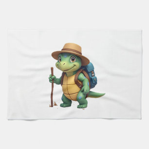 Funny Turtle Hiking Graphic Camping Lover Adventur Tea Towel