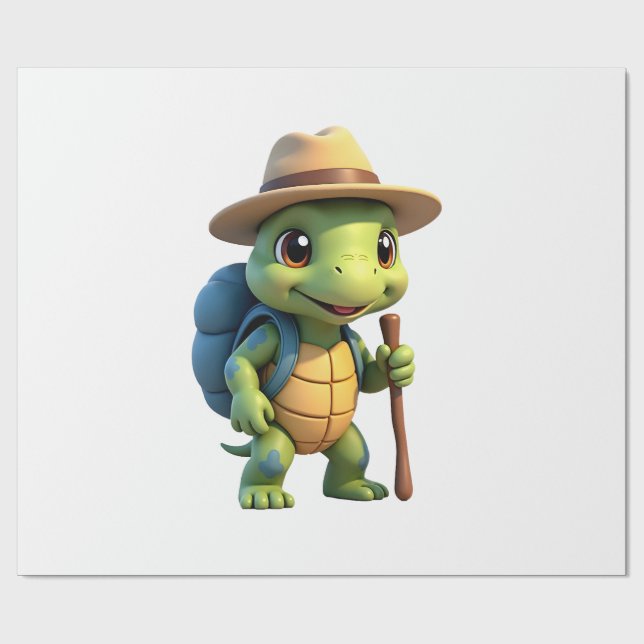 Funny Turtle Hiking Graphic Camping Lover Adventur Wrapping Paper (Flat)