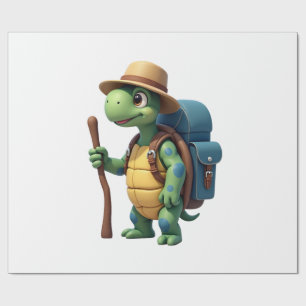 Funny Turtle Hiking Graphic Camping Lover Adventur Wrapping Paper