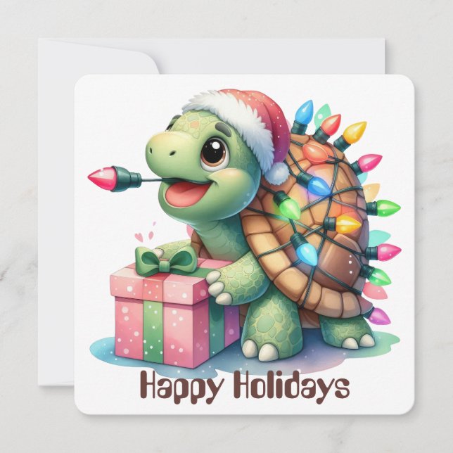 Funny Turtle Holiday Greeting Card (Front)
