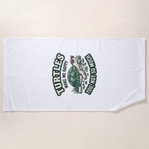 Funny Turtle Make Me Happy Vintage Beach Towel