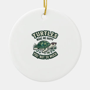 Funny Turtle Make Me Happy Vintage Ceramic Ornament