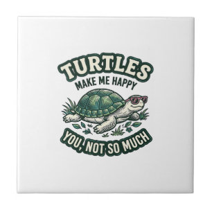 Funny Turtle Make Me Happy Vintage Ceramic Tile