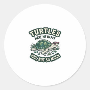 Funny Turtle Make Me Happy Vintage Classic Round Sticker