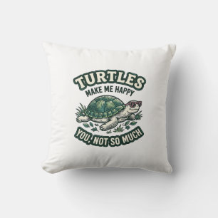 Funny Turtle Make Me Happy Vintage Cushion