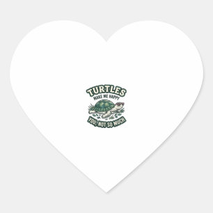 Funny Turtle Make Me Happy Vintage Heart Sticker