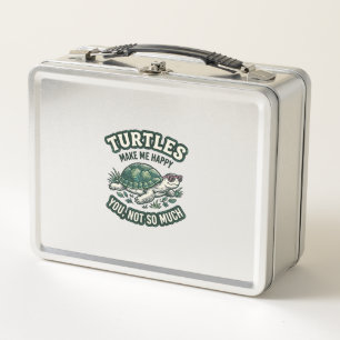 Funny Turtle Make Me Happy Vintage  Metal Lunch Box