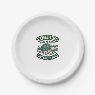 Funny Turtle Make Me Happy Vintage Paper Plate
