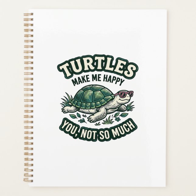 Funny Turtle Make Me Happy Vintage  Planner (Front)