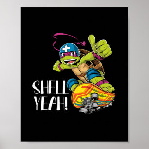 Funny Turtle On Skateboard With Shell Yeah Skatebo Poster
