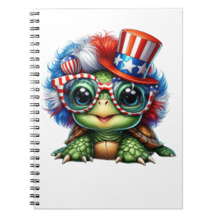 Funny Turtle Patriotic USA Flag Sunglass Notebook