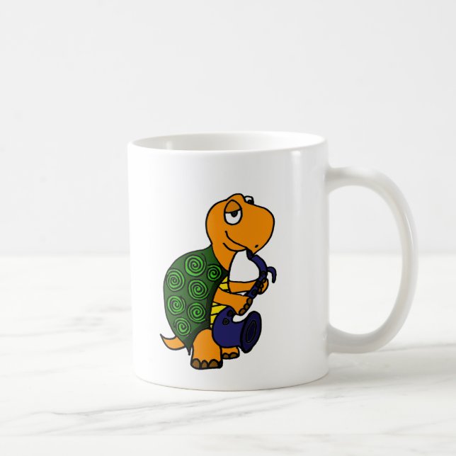 Funny Turtle Playing a Saxophone Coffee Mug (Right)