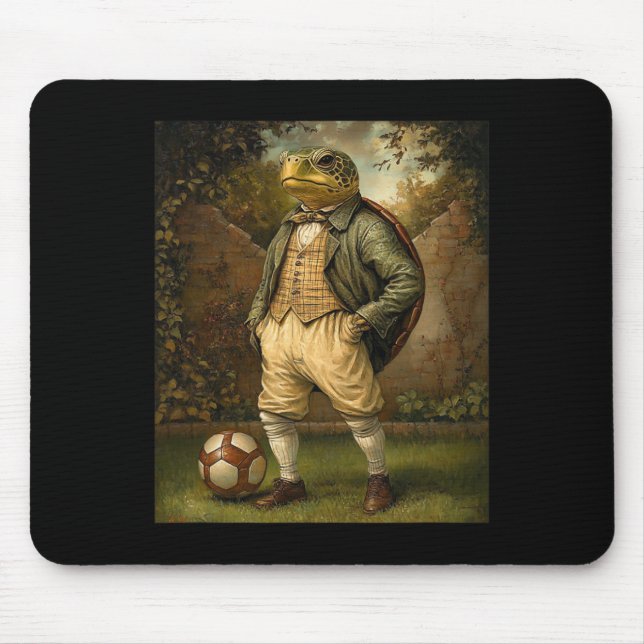 Funny Turtle Playing Soccer Graphic Weird Turtle  Mouse Pad (Front)