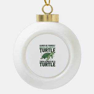 Funny Turtle Quote Vintage Engraving Design_1 Ceramic Ball Christmas Ornament