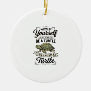 Funny Turtle Quote Vintage Engraving Design (2)_1 Ceramic Ornament