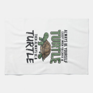 Funny Turtle Quote Vintage Vector Design_1 Tea Towel
