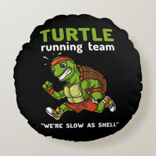 Funny Turtle Running Team Cardio Workout Exercise Round Cushion