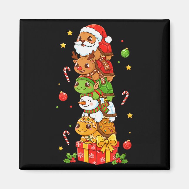 Funny Turtle Santa Elf Snowman Christmas Womens Me Magnet (Front)