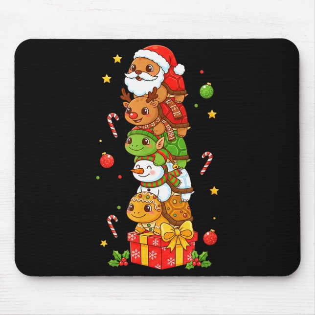 Funny Turtle Santa Elf Snowman Christmas Womens Me Mouse Pad (Front)