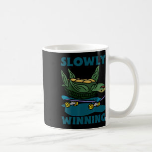 Funny Turtle Skateboarding Slowly Winning Pun Coffee Mug