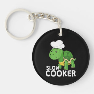 Funny Turtle Slow Cooker Chef Cooking Tortoise Key Ring