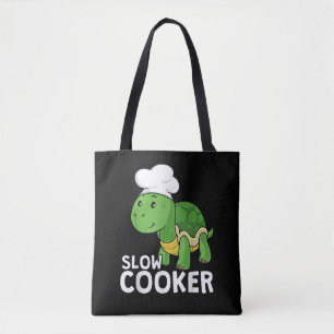 Funny Turtle Slow Cooker Chef Cooking Tortoise Tote Bag